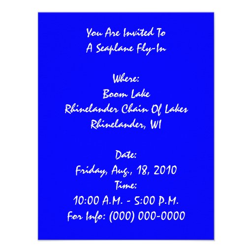 Seaplane Floatplane Fly-In Fly In Invitations
