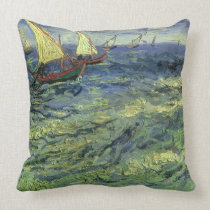 Seascape at Saintes-Maries by Vincent van Gogh Pillow