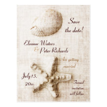 seashell and starfish vintage beach wedding postcards