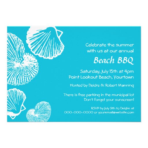 Seashell Beach Party Invitation 5" X 7" Invitation Card | Zazzle