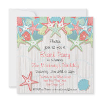 Seashell Beach Party Invitations