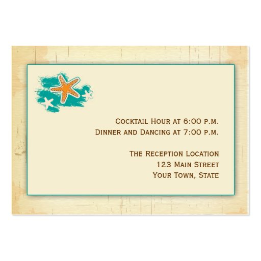 Seashell Beach Reception Business Card Templates (front side)