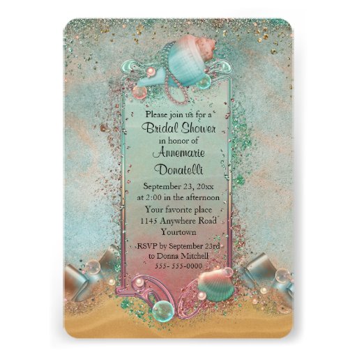 Seashell Beach Themed Bridal Shower Invites