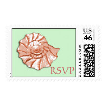 Seashell Beach Wedding RSVP Postage