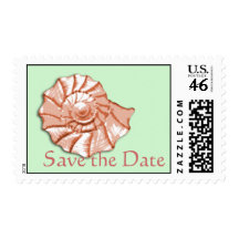 Seashell Beach Wedding Save the Date Postage