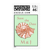 Seashell Beach Wedding Save the Date Postage