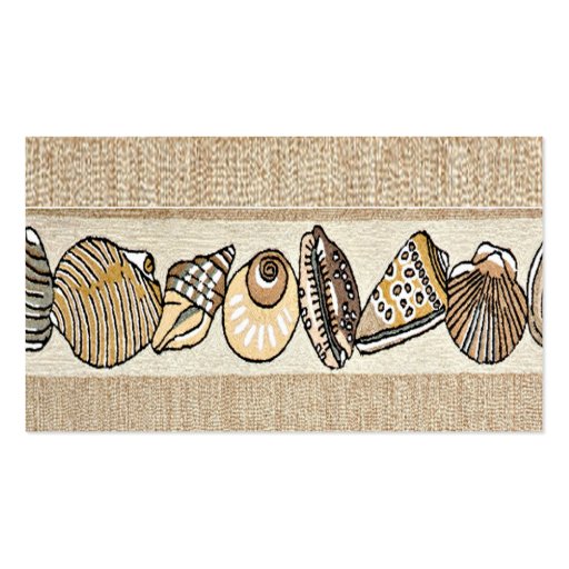 Seashell Border on Brown Weave Wedding Place Cards Business Card Templates (back side)
