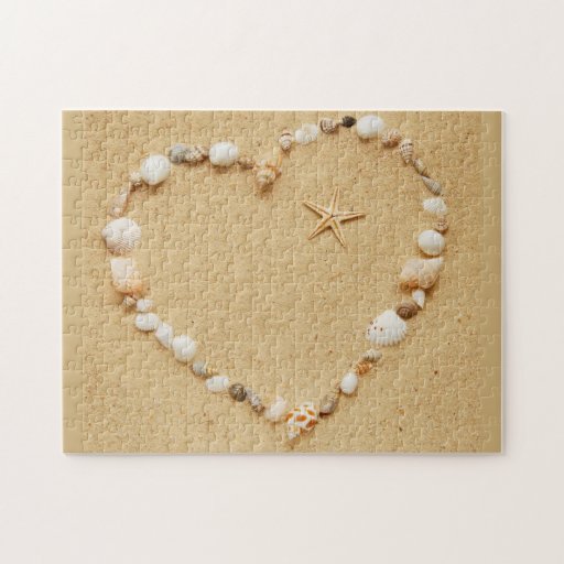 Seashell Heart with Starfish Jigsaw Puzzles