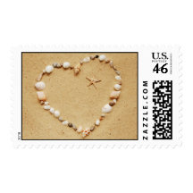 Seashell Heart with Starfish Postage