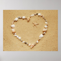 Seashell Heart with Starfish Print