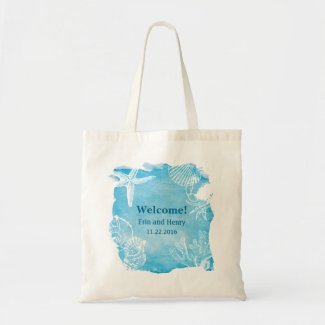 Seashell on Watercolor Canvas Bag