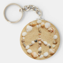 Seashell Peace Sign Keychain