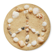 Seashell Peace Sign Large Round Magnet