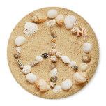 Seashell Peace Sign Large Round Magnet