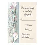Seashell Pearls Elegant Beach Wedding RSVP Personalized Invitation