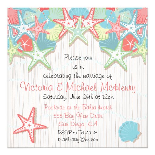 Seashell Post Wedding Reception Party Invitations