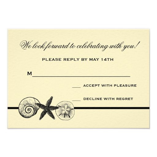 Seashell Treasures Wedding Response Card Announcements