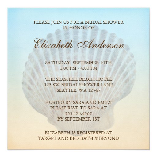 Seashell Tropical Beach Bridal Shower Personalized Invite