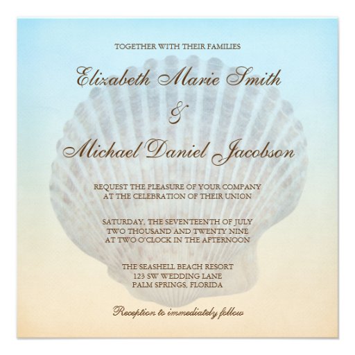 Seashell Tropical Beach Wedding Invitations