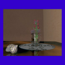 seashell with flowers posters
