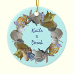 Seashell Wreath Names and Year Ornament ornaments