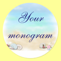 Seashells Beach Wedding Theme Envelope Seals Label stickers