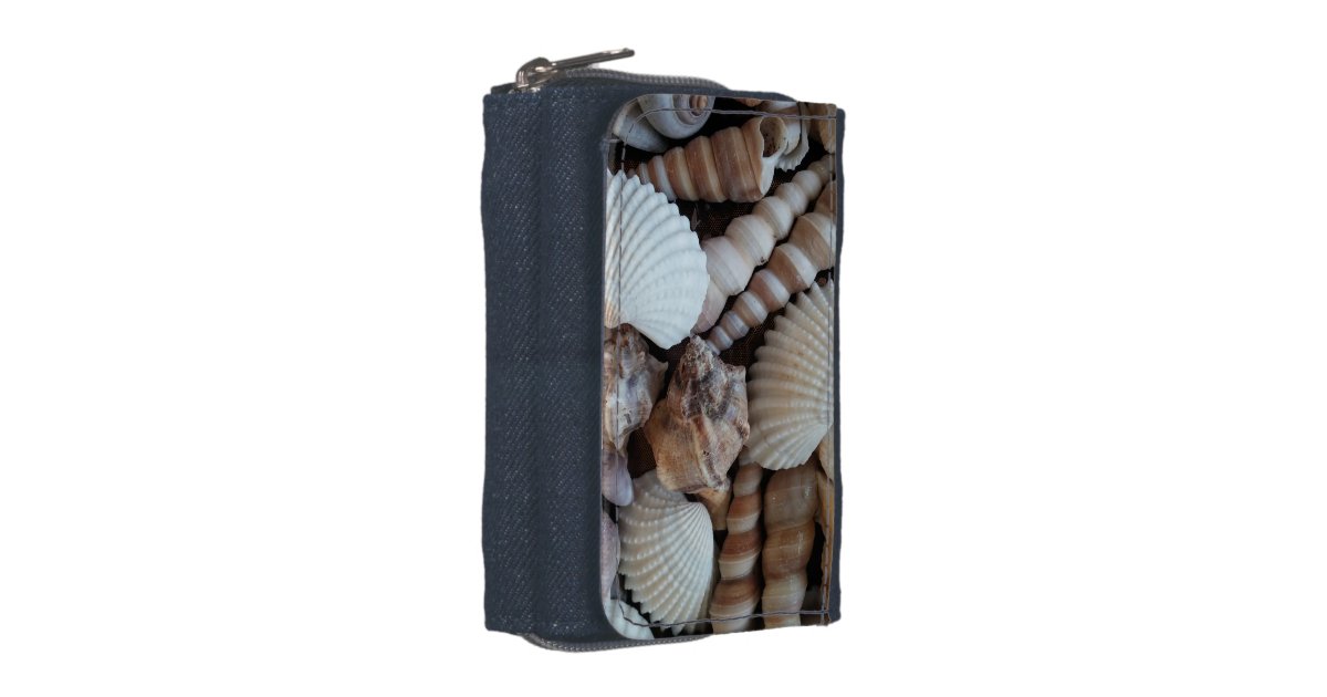 Seashells collection, denim wallet, Summer Wallets Zazzle