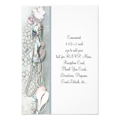 Seashells Pearls Beach Wedding RSVP Personalized Announcements