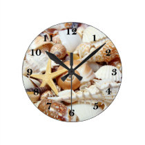 Seashells Round Clocks at Zazzle