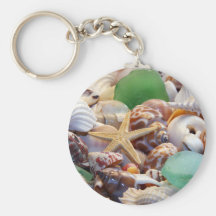 Seashells Starfish & Beach Glass Keychain
