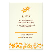 Seashells & Starfish Beach Wedding RSVP Custom Invites