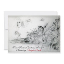 SEASHELLS SWEET SIXTEEN PARTY,Ruby Monogram White Personalized Invitation