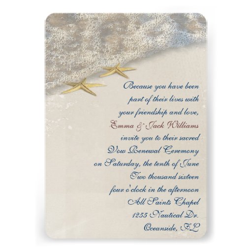 Seashore  Wedding Vow Renewal Personalized Invitations