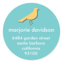 Seaside bird address labels yellow blue sticker