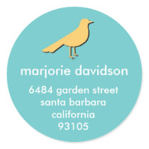 Seaside bird address labels yellow blue stickers
