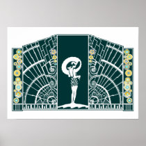 Seaside Deco in Teal and Yellow Posters