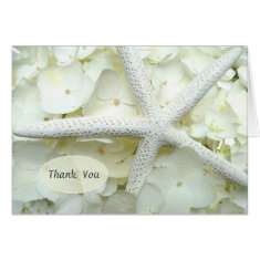   Seaside Garden White Floral Starfish Thank You Stationery Note Card