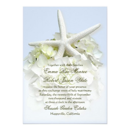 Seaside Garden White Floral Wedding Invitation (front side)