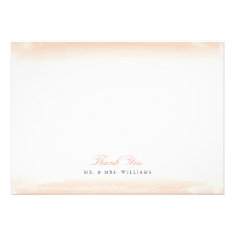 Seaside Monogram Coral Flat Thank You Note Card