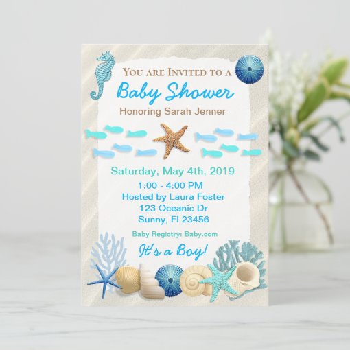 Seaside Oceanic Boy S Baby Shower Invitation Zazzle