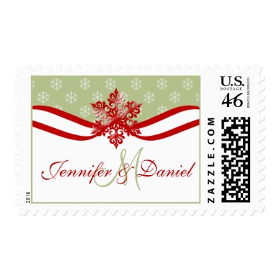 Seasonal Winter Wedding Bride And Groom Names Stamp