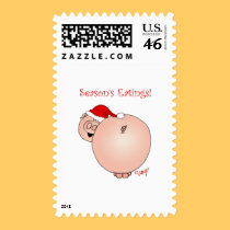 Season's Eatings Pig! postage by graphicdoodles Season's Eatings Pig! postage