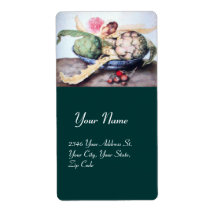 SEASON'S FRUITS 4- ARTICHOKES, ROSE & STRAWBERRIES SHIPPING LABEL