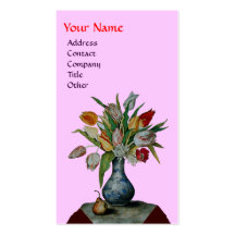SEASON'S FRUITS - COLORFUL TULIPS  MONOGRAM, pink Business Card Template