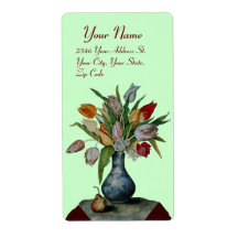 SEASON'S FRUITS -TULIPS green Custom Shipping Label