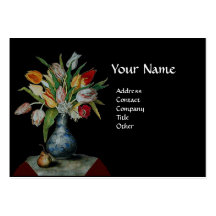 SEASON'S FRUITS - TULIPS  MONOGRAM black and white Business Card