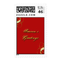 Season's Greeting Red & Gold postage