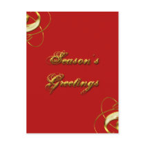 Season's Greeting Red & Gold postcards