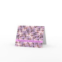 Season's Greetings Card Purple Pink Pixelation