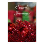 Season's Greetings Christmas Red ornaments card